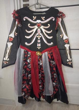 Платье на halloween хэллоуин скелет катрина ведьма коко принцесса день мертвых 9-10 лет