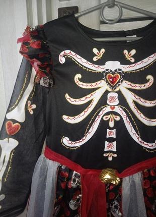 Платье на halloween хэллоуин скелет катрина ведьма коко принцесса день мертвых 9-10 лет