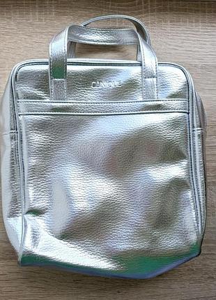 Косметичка сумка сріблястий металик clinique