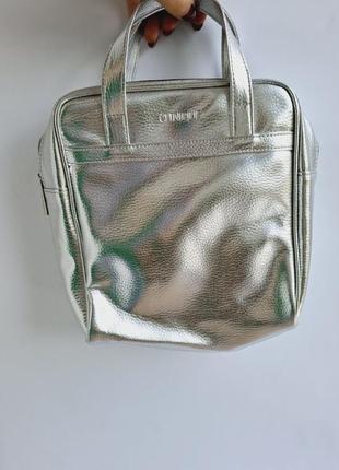 Косметичка сумка сріблястий металик clinique8 фото