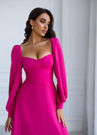 Коктейльное платье с рукавами длинная пышная юбка чашечки премиум коллекция 👑