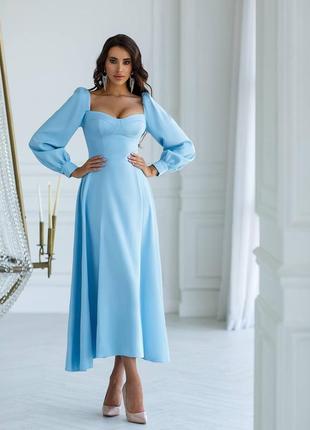 Коктейльное платье с рукавами длинная пышная юбка чашечки премиум коллекция 👑