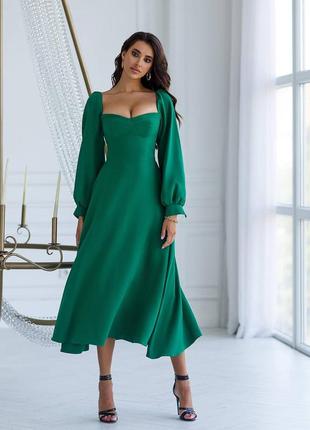 Коктейльное платье с рукавами длинная пышная юбка чашечки премиум коллекция 👑