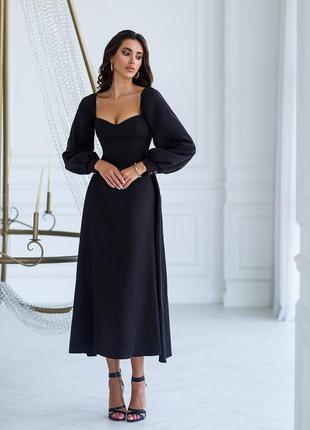 Коктейльное платье с рукавами длинная пышная юбка чашечки премиум коллекция 👑