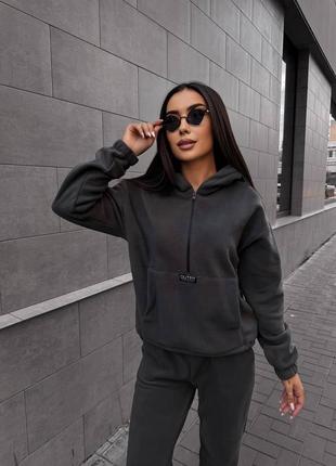 Костюм с капюшоном и кенгурушкой двусторонний флис полар