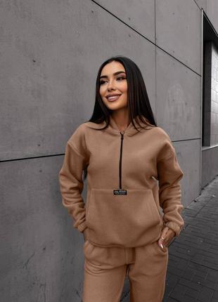 Костюм с капюшоном и кенгурушкой двусторонний флис полар