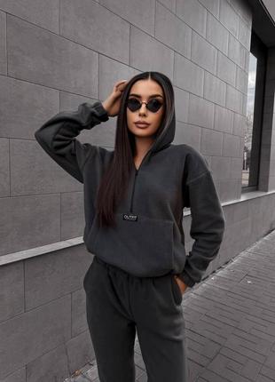 Костюм с капюшоном и кенгурушкой двусторонний флис полар