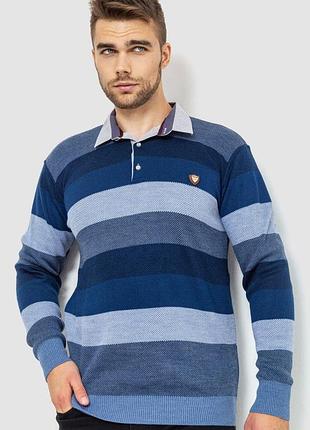 Светр-обманка чоловічий в смужку, колір синьо-блакитний, 161r901-1