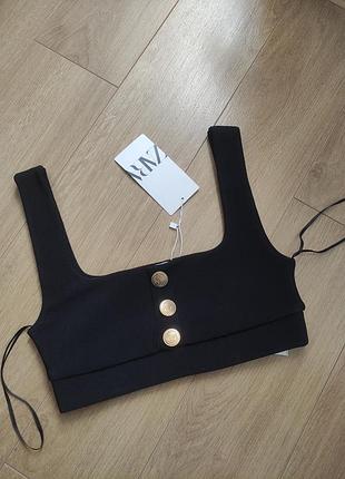 Чорний топ майка рубчик zara