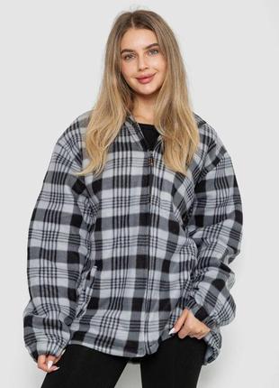 Кофта-рубашка на молнии утепленная, цвет серый, 244r2210