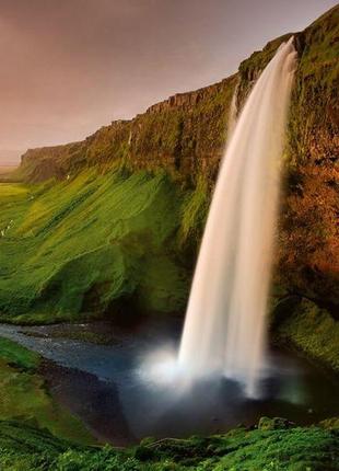 Фотошпалери 3d природа 368х254 см wizard + genius водоспад в ісландії (5061-4p-1)+клей