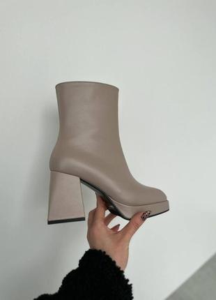 Зима бежевые кожаные ботильоны ❄️2 фото