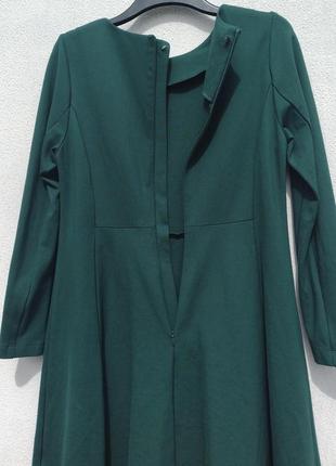 Массивное тёплое тёмно зелёное миди платье marks & spencer5 фото