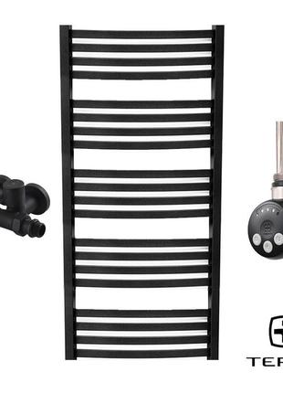 Комбинированный полотенцесушитель черный плоский 1210х500 terma dorota