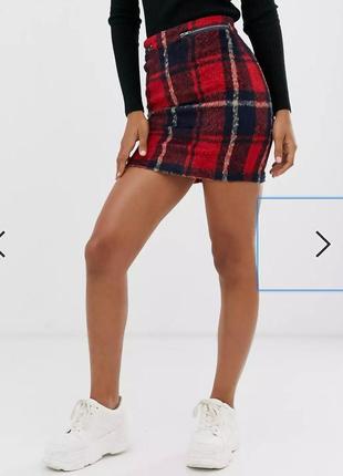 Стильная теплая юбка в клетку asos этикетка