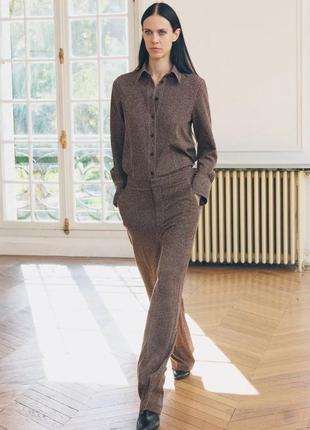 Прямые брюки коричневые с вискозой zara new