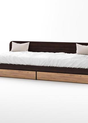 Односпальне ліжко з ящиками еверест соната-800 80х190 см венге темний + дуб крафт золотий (dtm-2107)