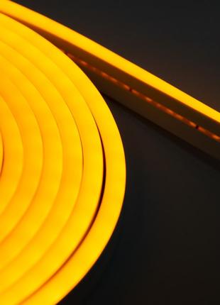 Світлодіодний неон led neon жовта 5m, гнучка неонова стрічка на кухню | неоновая лента на потолок4 фото