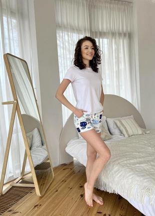 Жіночі піжамні шорти з сатину cosy коти/рибки3 фото