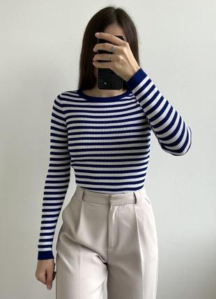 Кофтинка лонгслів светрик у рубчик у смужку5 фото