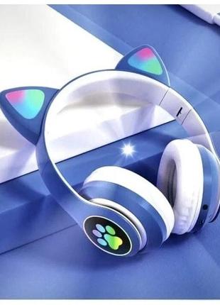 Дитячі бездротові bluetooth навушники cat ear (вушки світяться), бездротові led-навушники з котячими вушками