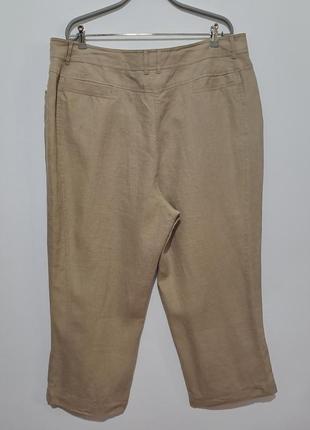 Большой размер 100% лён фирменные бежевые льняные штаны батал7 фото