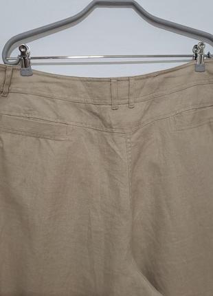 Большой размер 100% лён фирменные бежевые льняные штаны батал8 фото