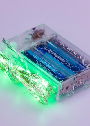 Гирлянда роса 5 метров на батарейках гибкая на 50 led светодиодная гирлянда медный провод зеленый2 фото