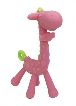 Силіконовий прорізувач "жираф" mgz-0416 (pink) у футлярі