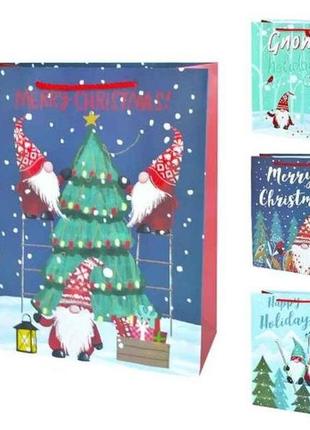 Пакет новорічний 31*42*12см l happy holidays r33094-l тм stenson
