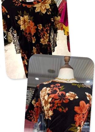 Нарядное бархатное платье zara trafaluc принт цветы этикетка2 фото