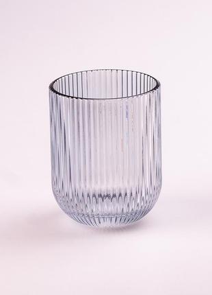 Склянка для напоїв фігурна прозора ребриста з товстого скла набір 6 шт блакитний2 фото