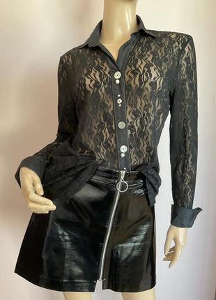 Стильная гипюровая рубашка /m / brend just white состояние новой