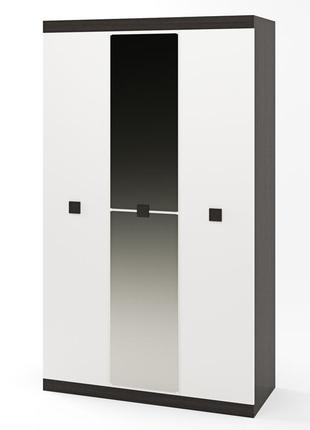 Шкаф 3-х дверный эверест соната-1200 с зеркалом венге темный + белый (dtm-2638)