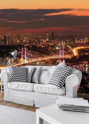 3д фото шпалери в спальню захід сонця 254x184 см босфорський міст у місті стамбул (1066p4)+клей