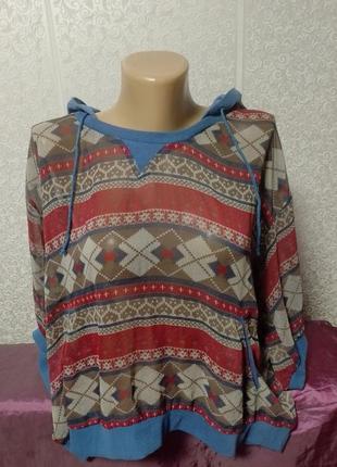 Худи полупрозрачное с капюшоном летнее