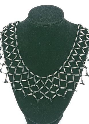 Винтажное ожерелье силика из бисера5 фото