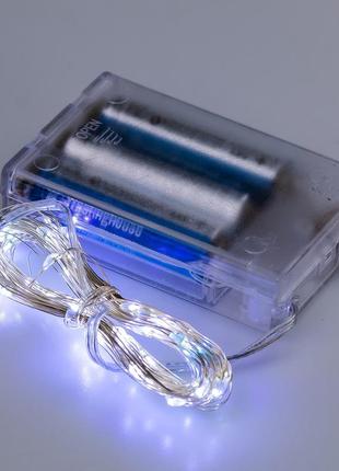 Гирлянда роса 10 метров на батарейках гибкая на 100 led светодиодная гирлянда медный провод белый2 фото
