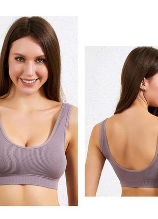 Топ женский в рубчик lesko b01# xl 85 abc лиловый с нерегулируемыми бретелями  2шт3 фото