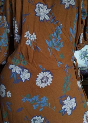 Коричнева сукня міді з квітковим принтом від next4 фото