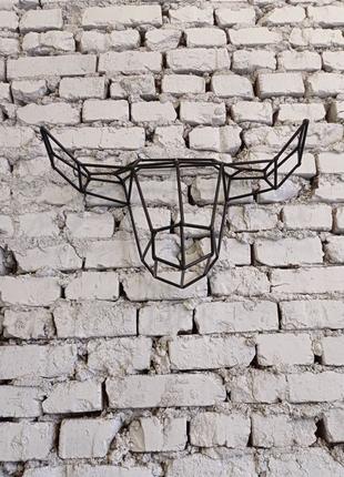 Скульптура з металу в стилі лофт прикраса на стіну бик10 фото