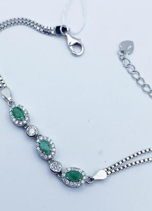 Браслет серебряный с изумрудом 18,5 см 8,23 г