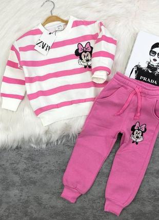 Детский теплый костюм от zara турция для девочки на 3/4, 6/7 лет3 фото