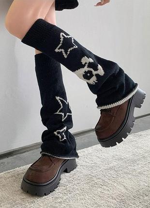 Гетры клеш с черепом и звездами двухсторонние черные one size