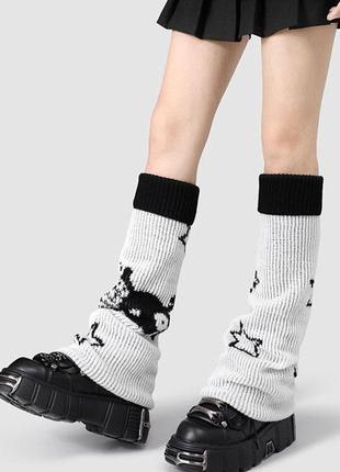 Гетры клеш с черепом и звездами двухсторонние черные one size