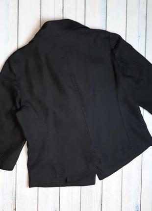 💥1+1=3 шикарний чорний лляний піджак блейзер 100% льон viyella, розмір 50 - 523 фото