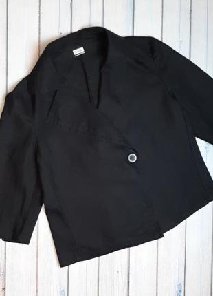 💥1+1=3 шикарний чорний лляний піджак блейзер 100% льон viyella, розмір 50 - 524 фото