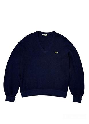 Lacoste chemise vintage iconic v-neck wool jumper sweater шерстяний джемпер светр лакост вінтаж