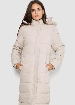 Куртка жіноча демісезонна подовжена, колір світло-бежевий, розмір l fa_010984