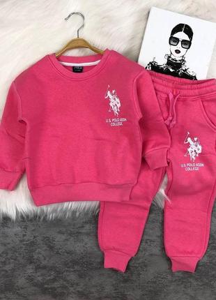 Детский теплый костюм polo турция для девочек на 2/3, 3/4, 4/5, 5/6, 6/7, 7/8 лет.